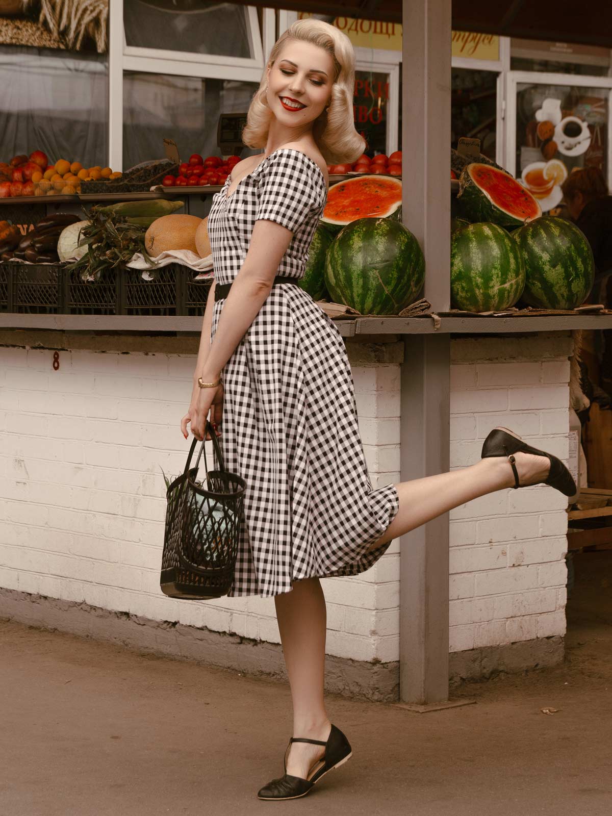 Black Plaid Swing Dress