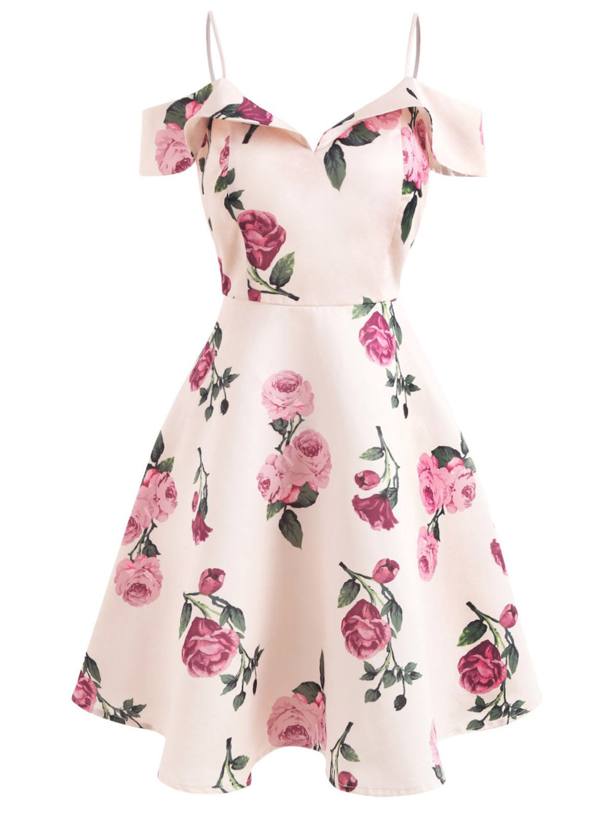 Pink Floral Spaghetti Strap Dress