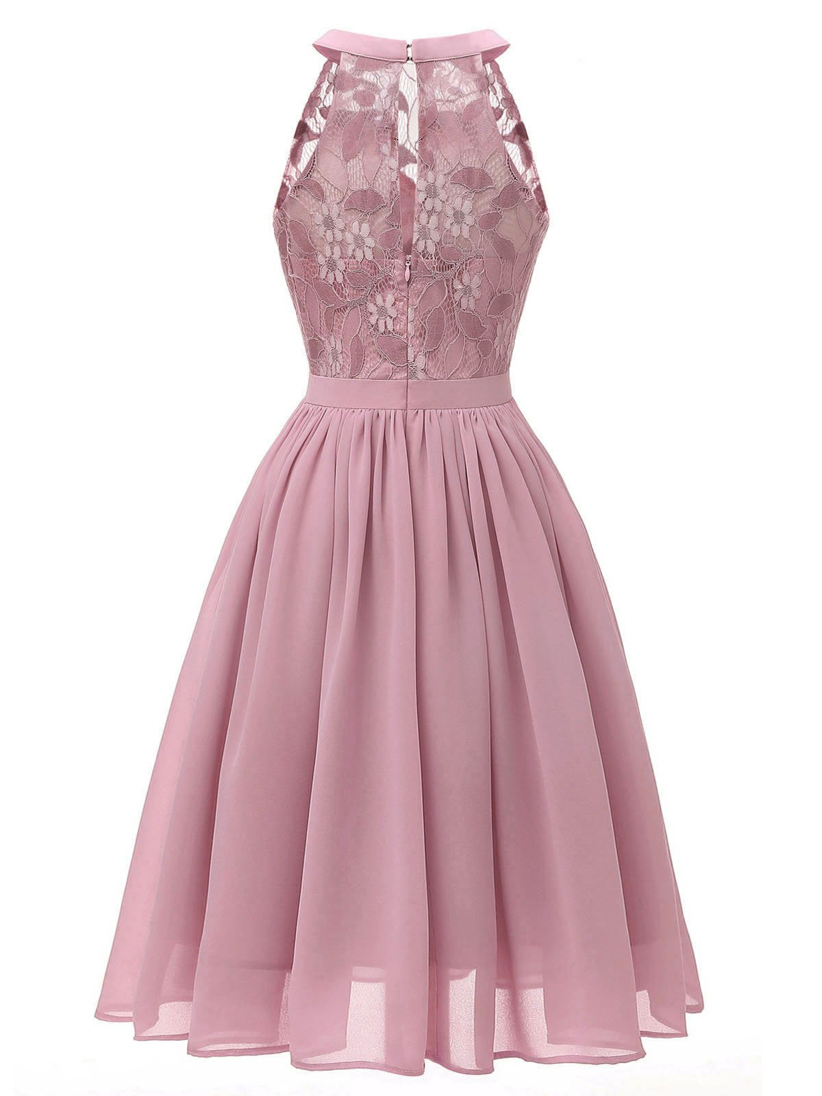 Pink Floral Lace Swing Dress