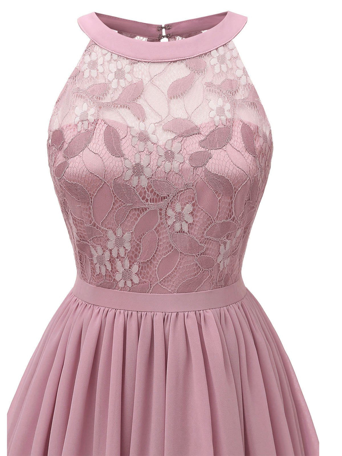 Pink Floral Lace Swing Dress