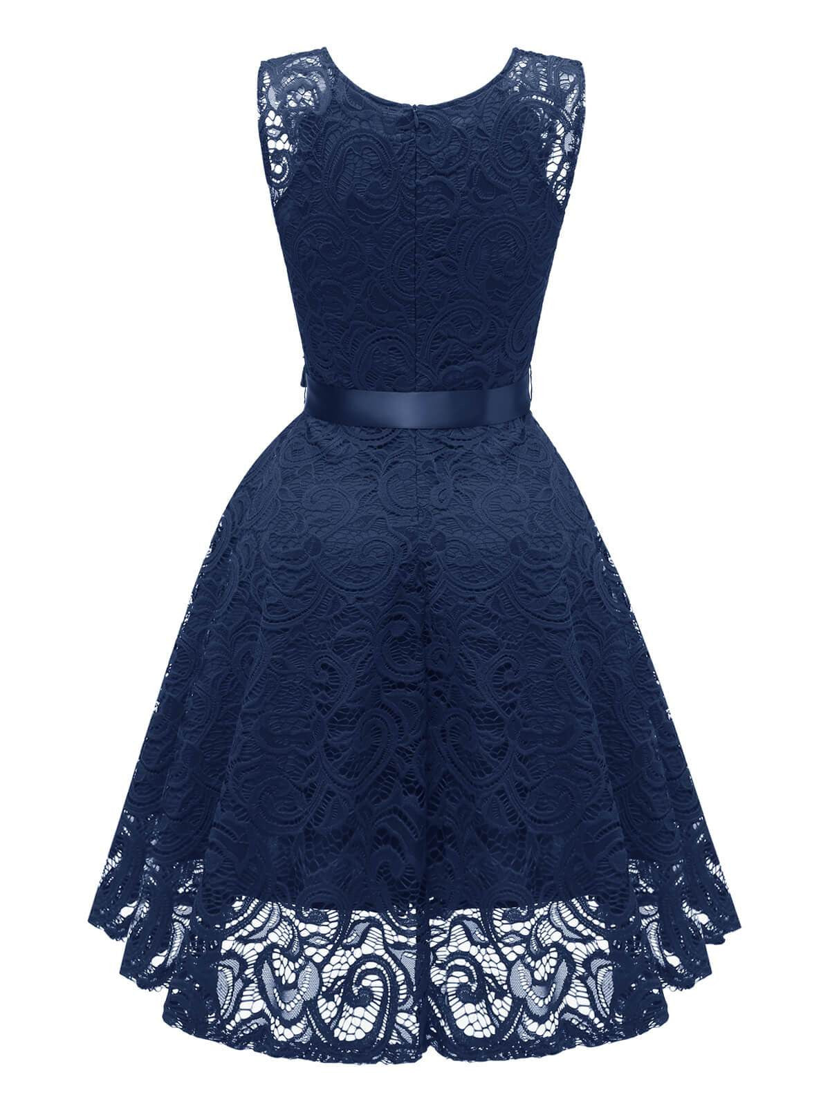 Lace V Neck Bow Dress