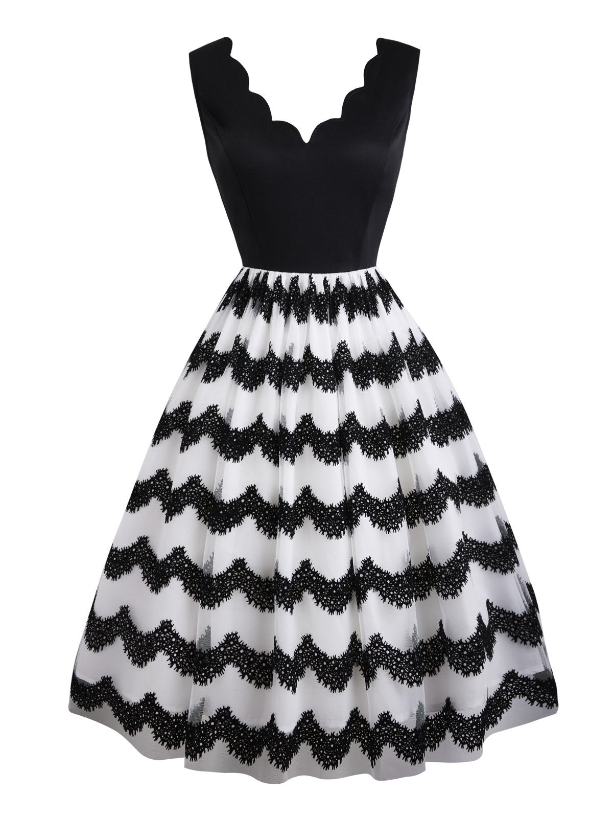 Black Striped Swing Dress