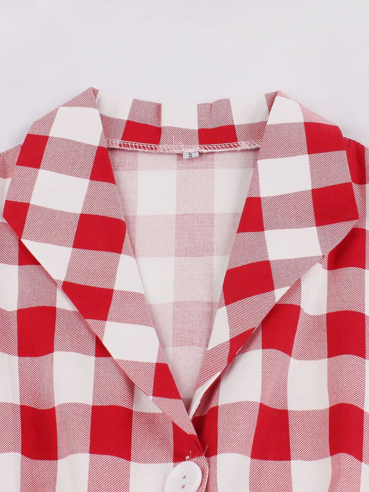 Red White Pockets Plaid Dress