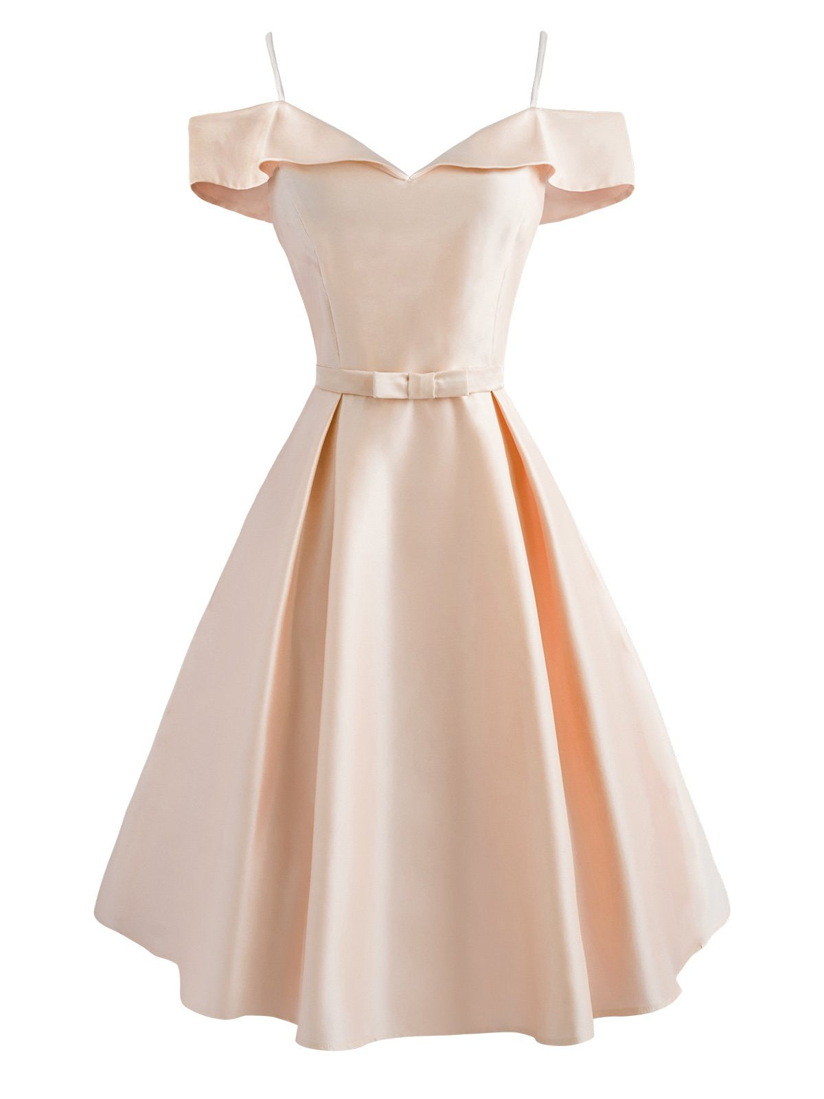 Cold Shoulder Satin Bow Dress