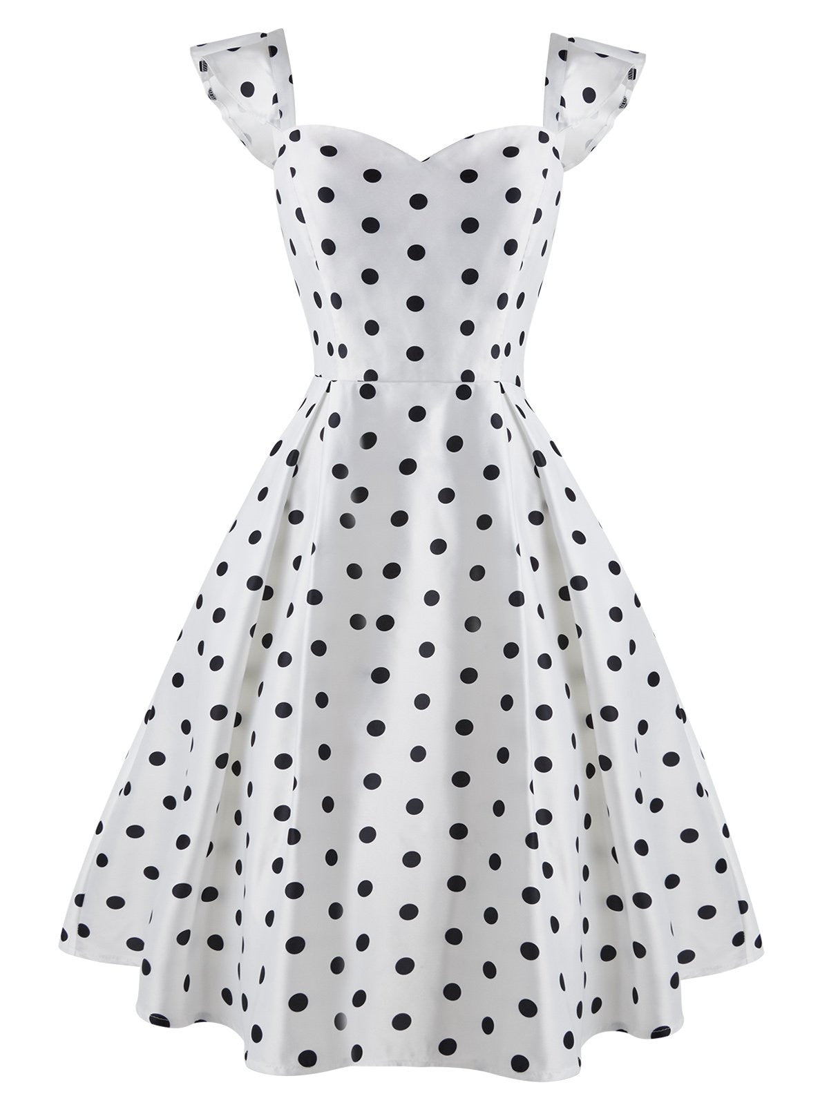 White Sweetheart Polka Dot Dress