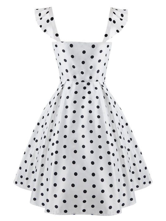 White Sweetheart Polka Dot Dress