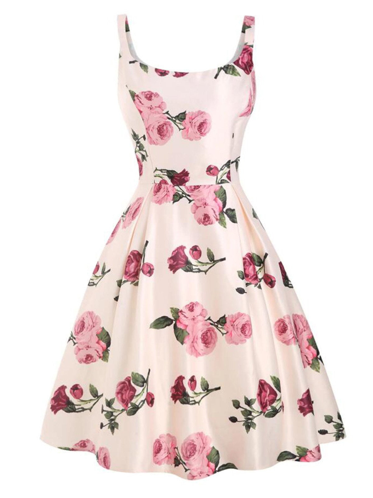 Pink Rose Floral Swing Dress