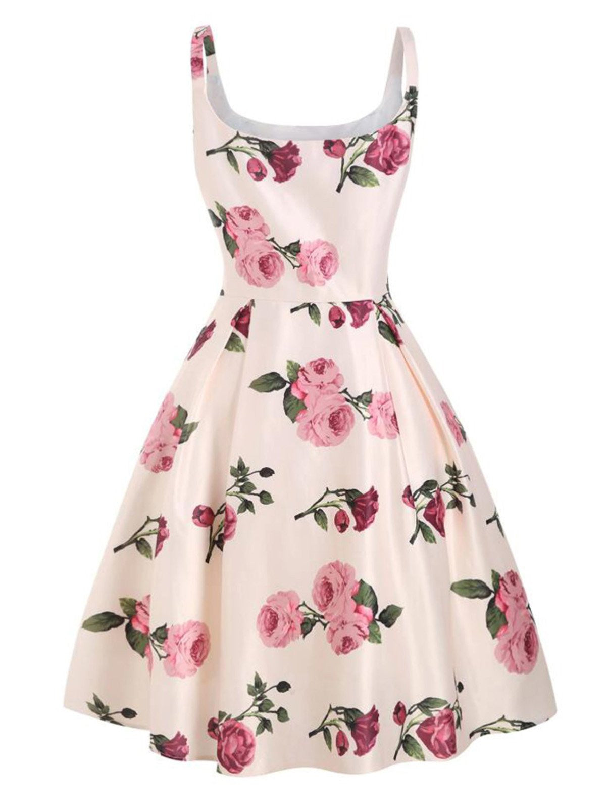 Pink Rose Floral Swing Dress