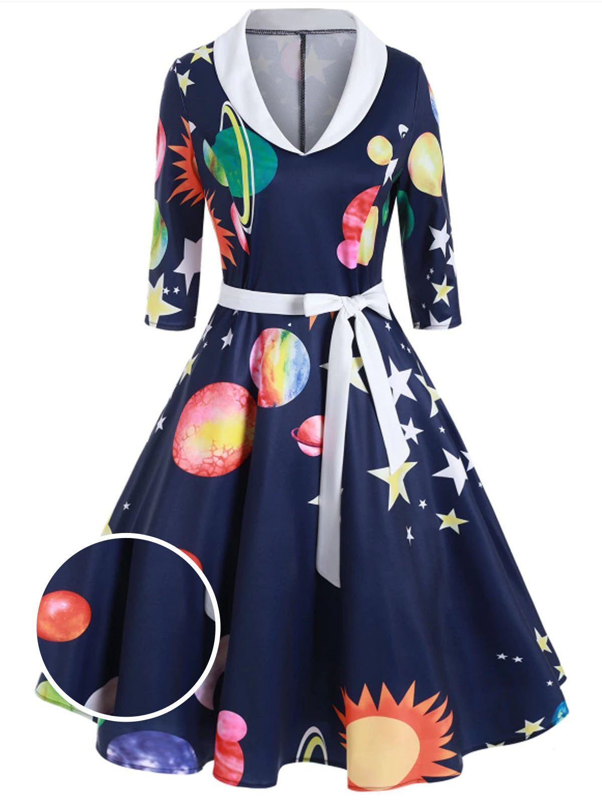 Dark Blue Moon Star Swing Dress