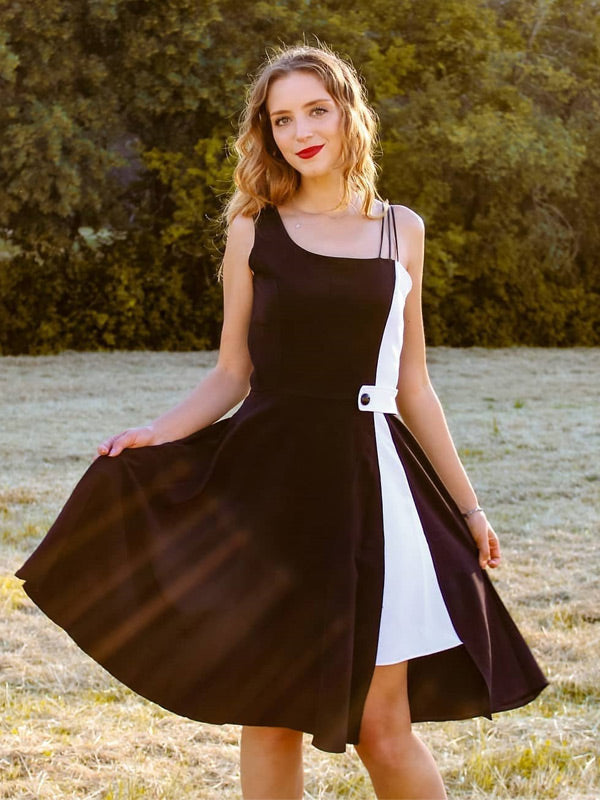 Black Solid Spaghetti Dress