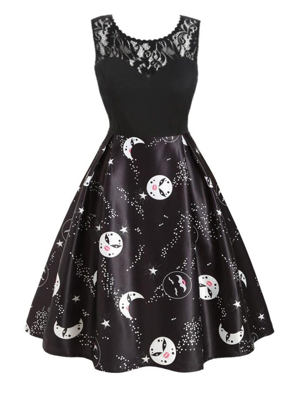 Black Moon Stars Swing Dress