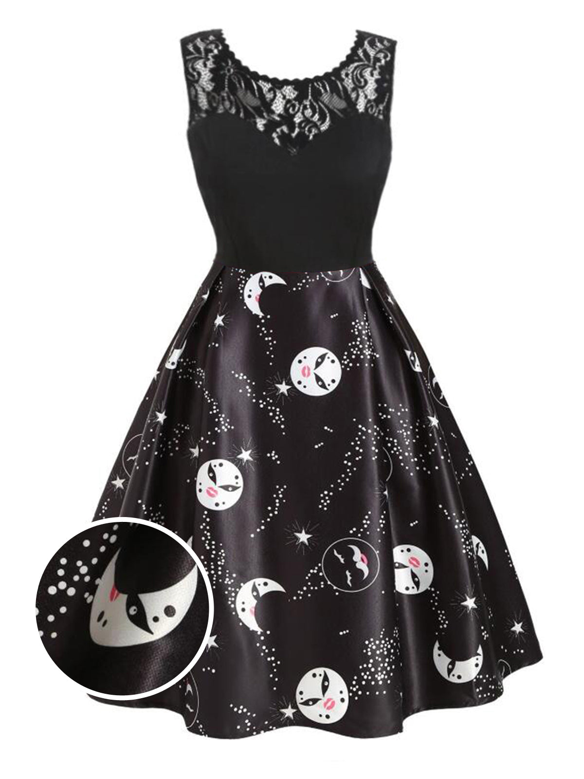 Black Moon Stars Swing Dress