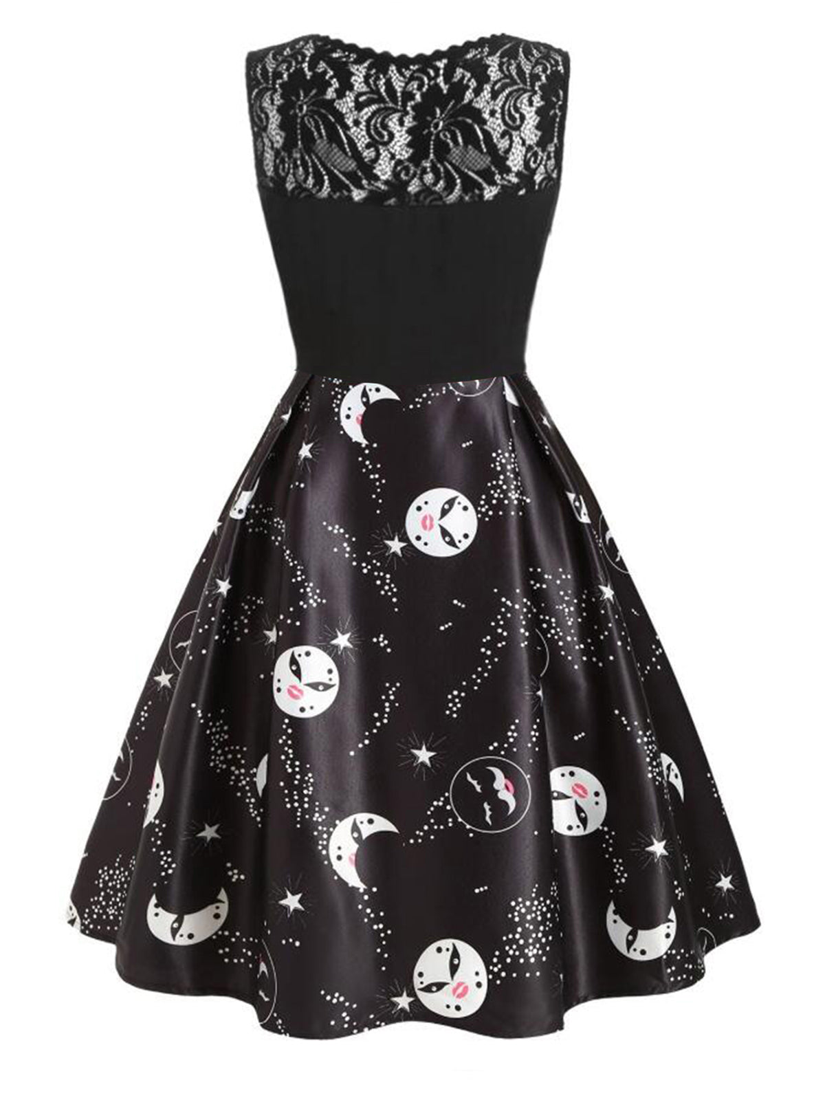 Black Moon Stars Swing Dress