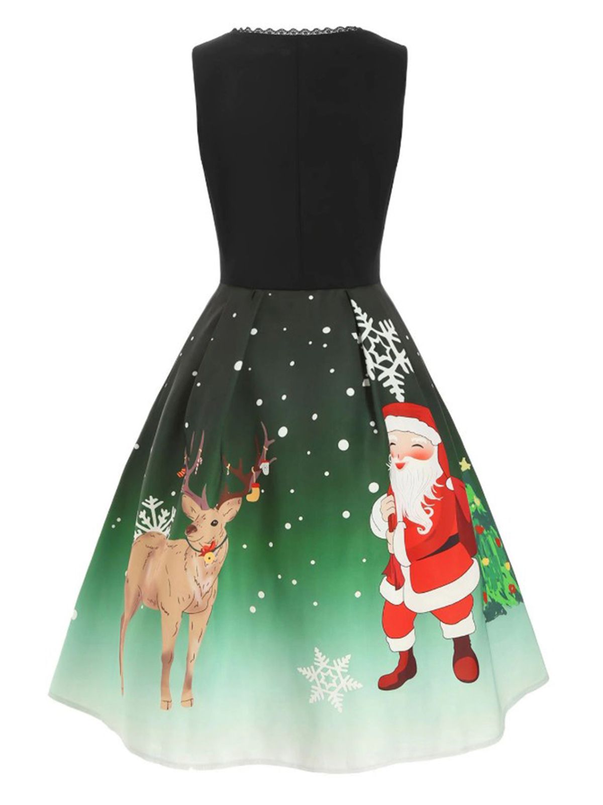 Dark Green Lace Up Christmas Dress