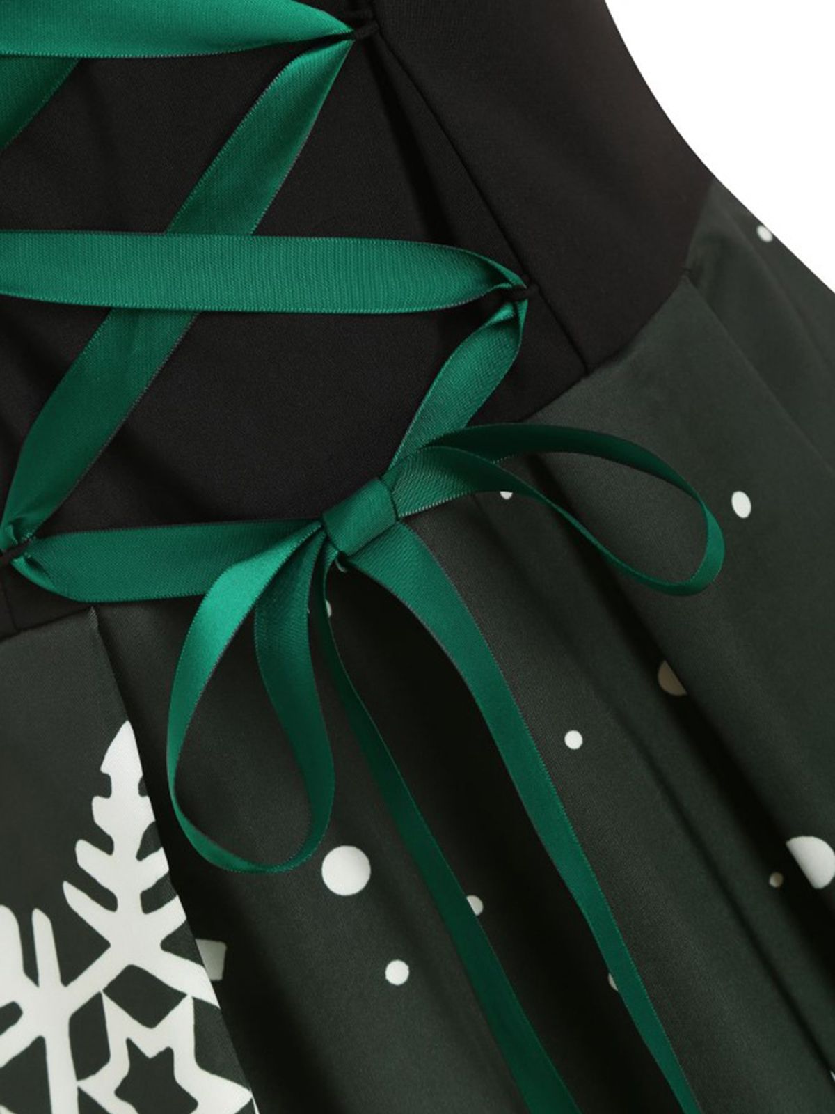 Dark Green Lace Up Christmas Dress