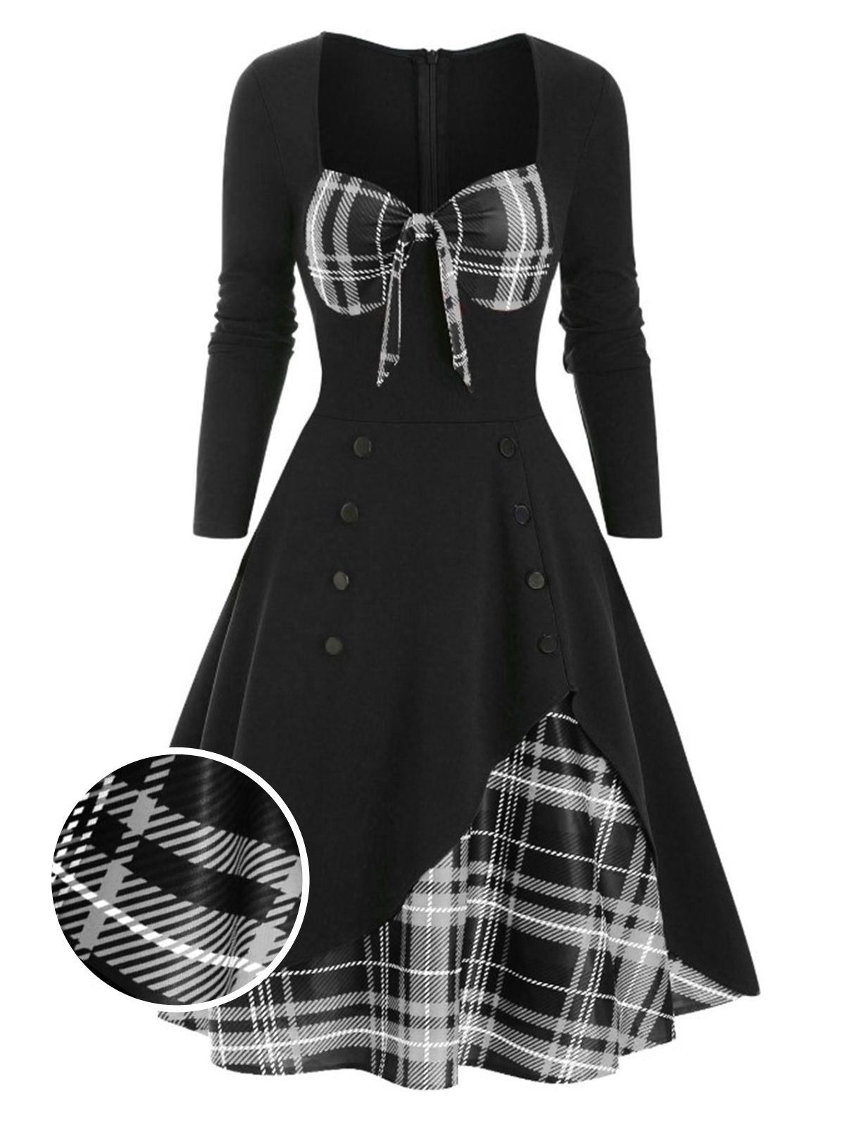 Sweetheart Plaid Patchwork Dress