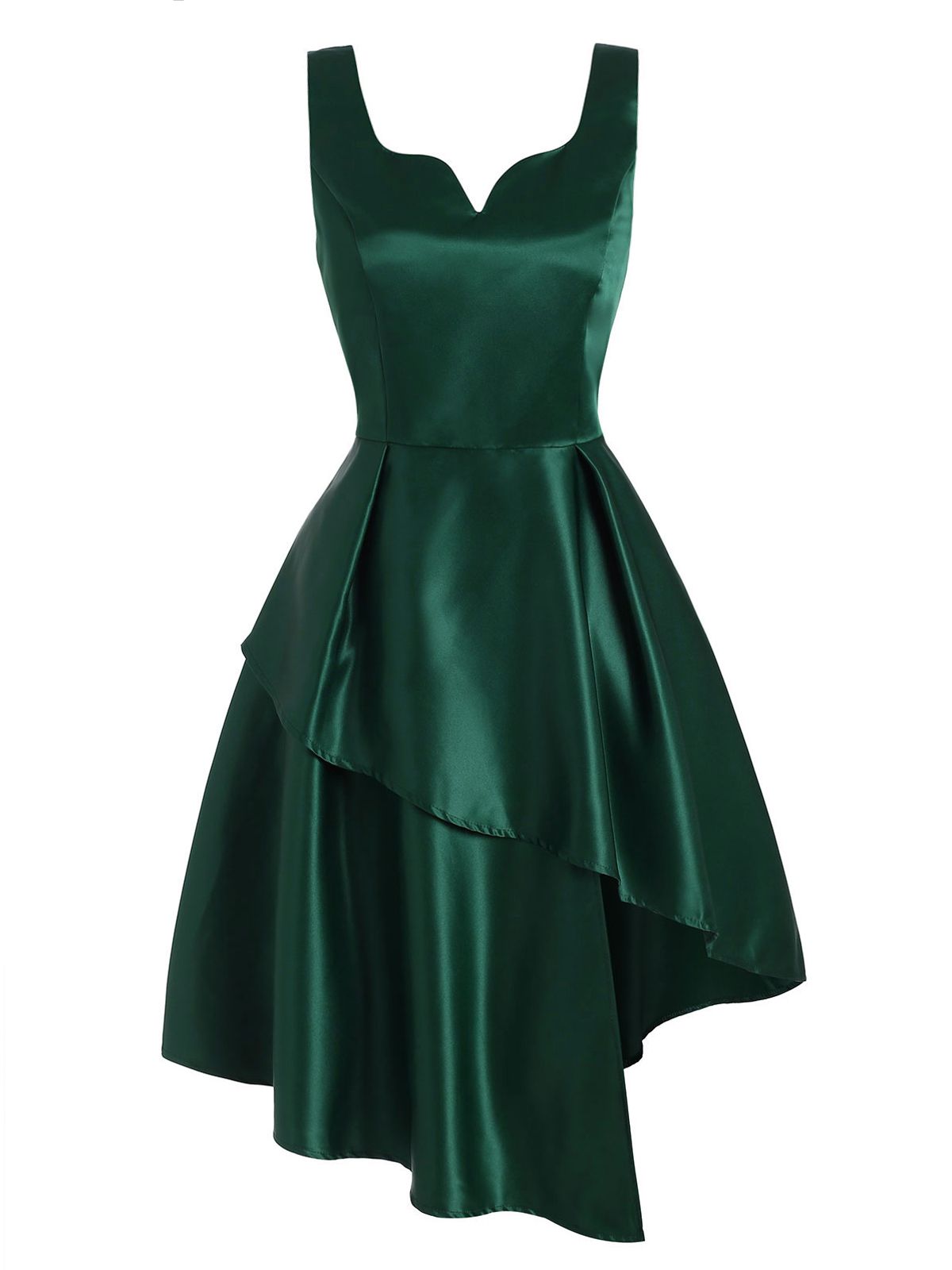 Dark Green Hi-Lo Swing Dress