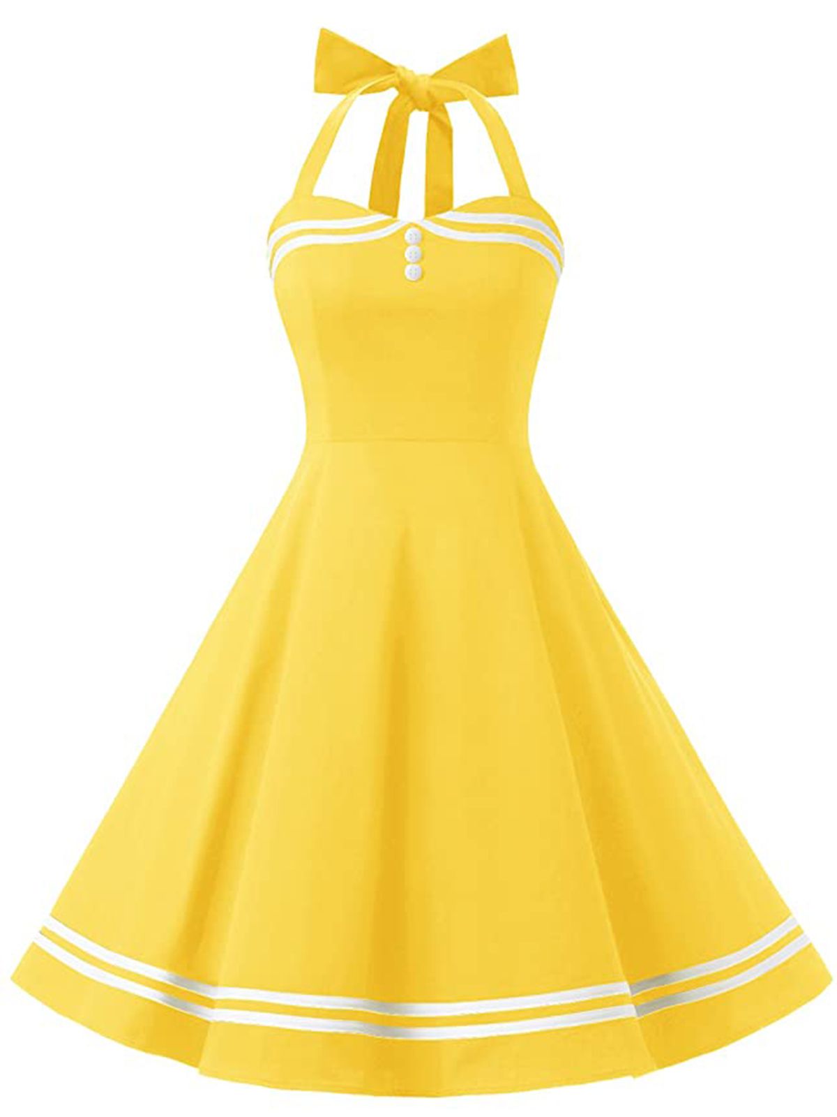 Yellow Halter Swing Dress