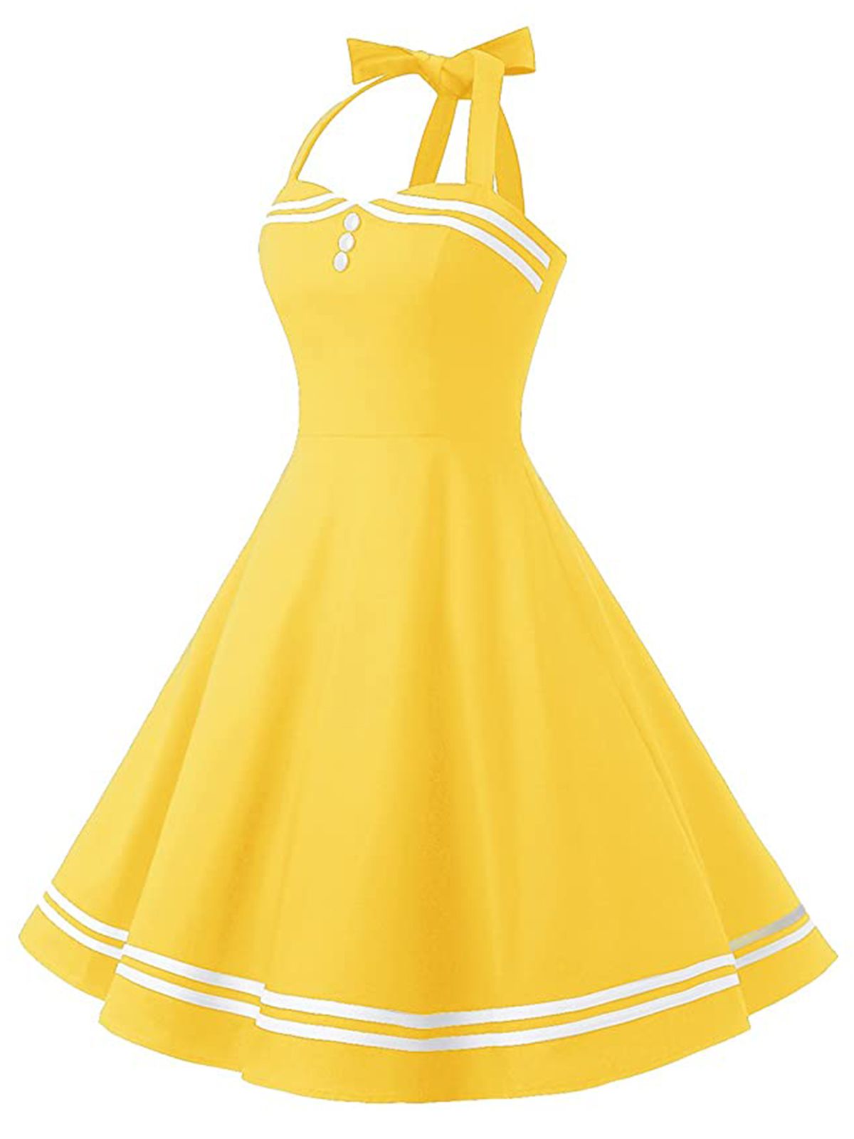 Yellow Halter Swing Dress