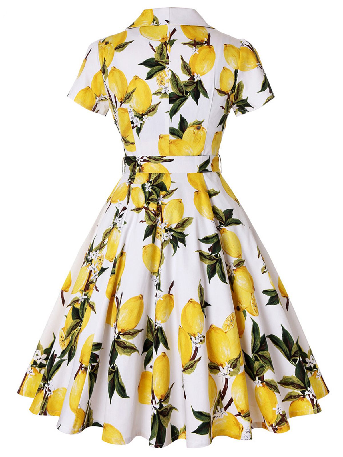 Yellow Lemon Bow Swing Dress