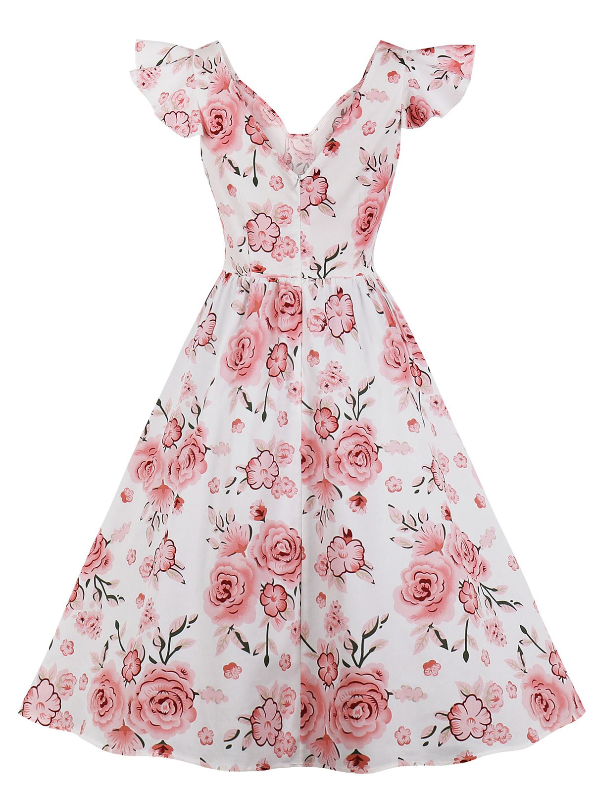 Floral Flare Sleeve Swing Dress