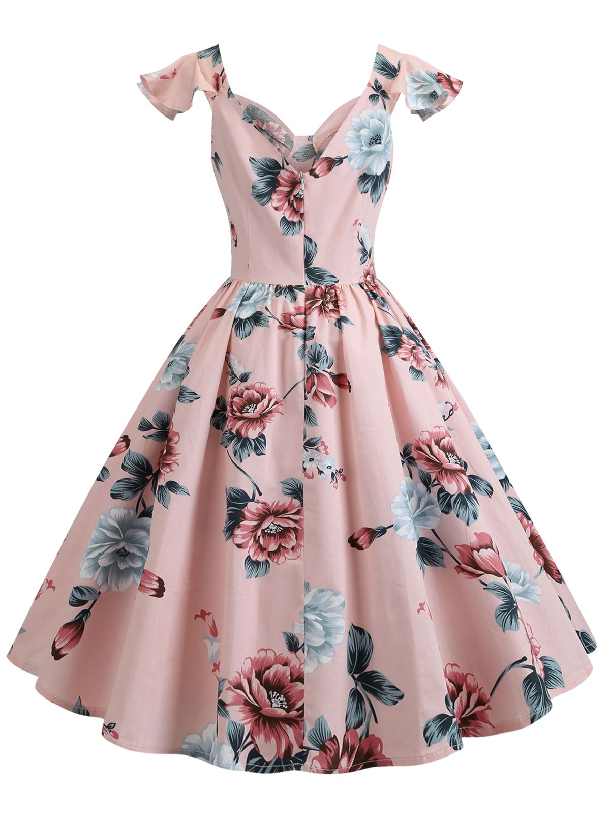 Floral Flare Sleeve Swing Dress