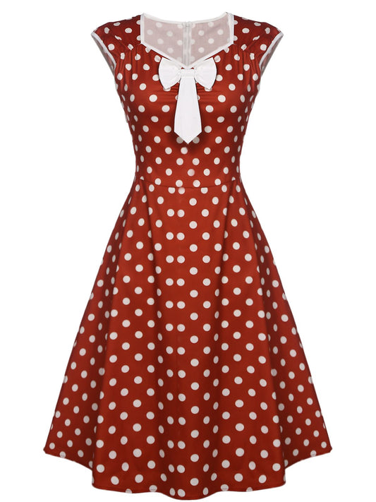 Polka Dot Bow Swing Dress