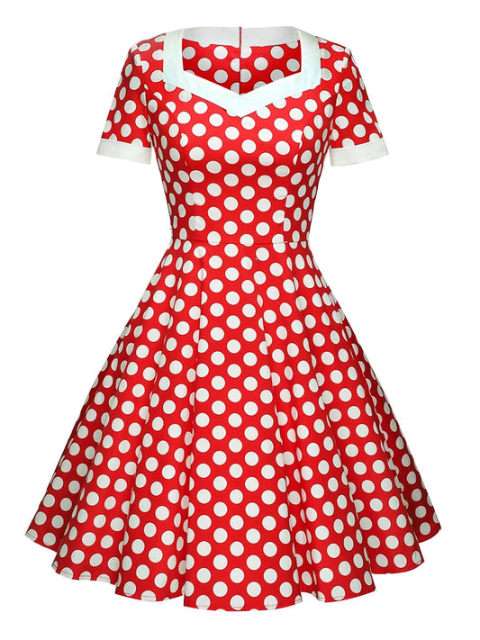 Red Polka Dot Swing Dress