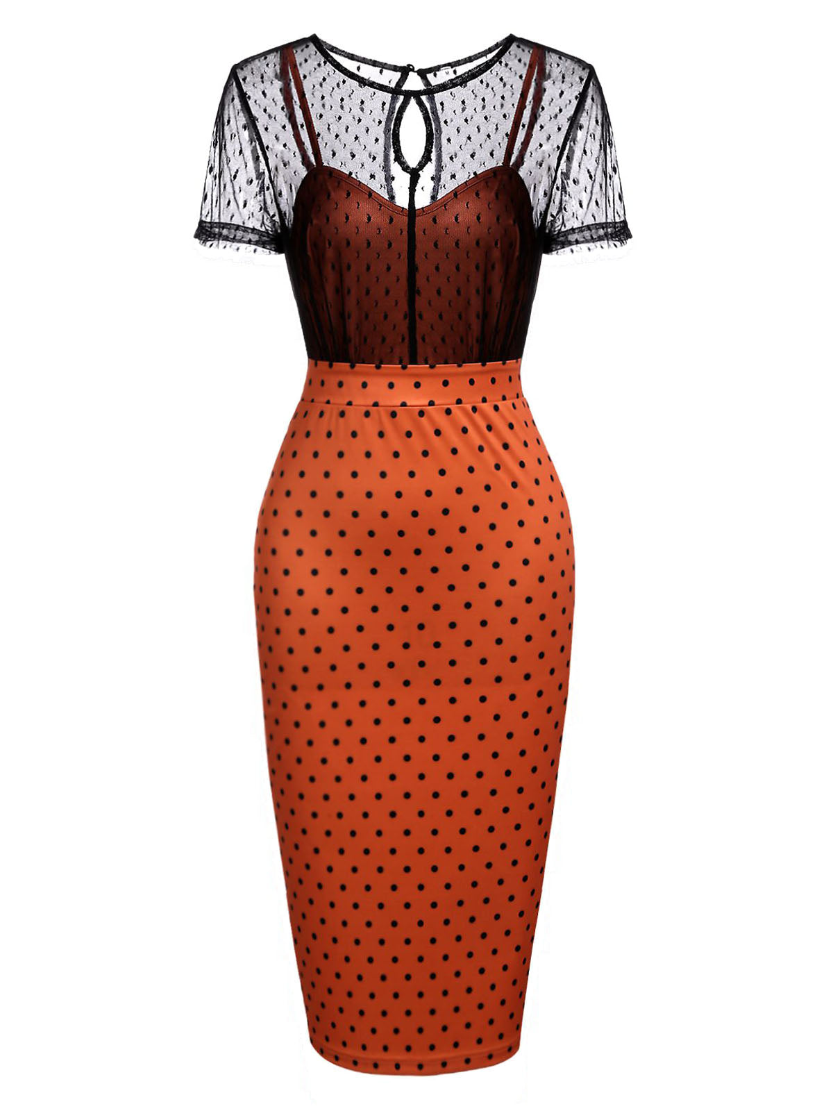 Orange  Illusion Bodycon Dress