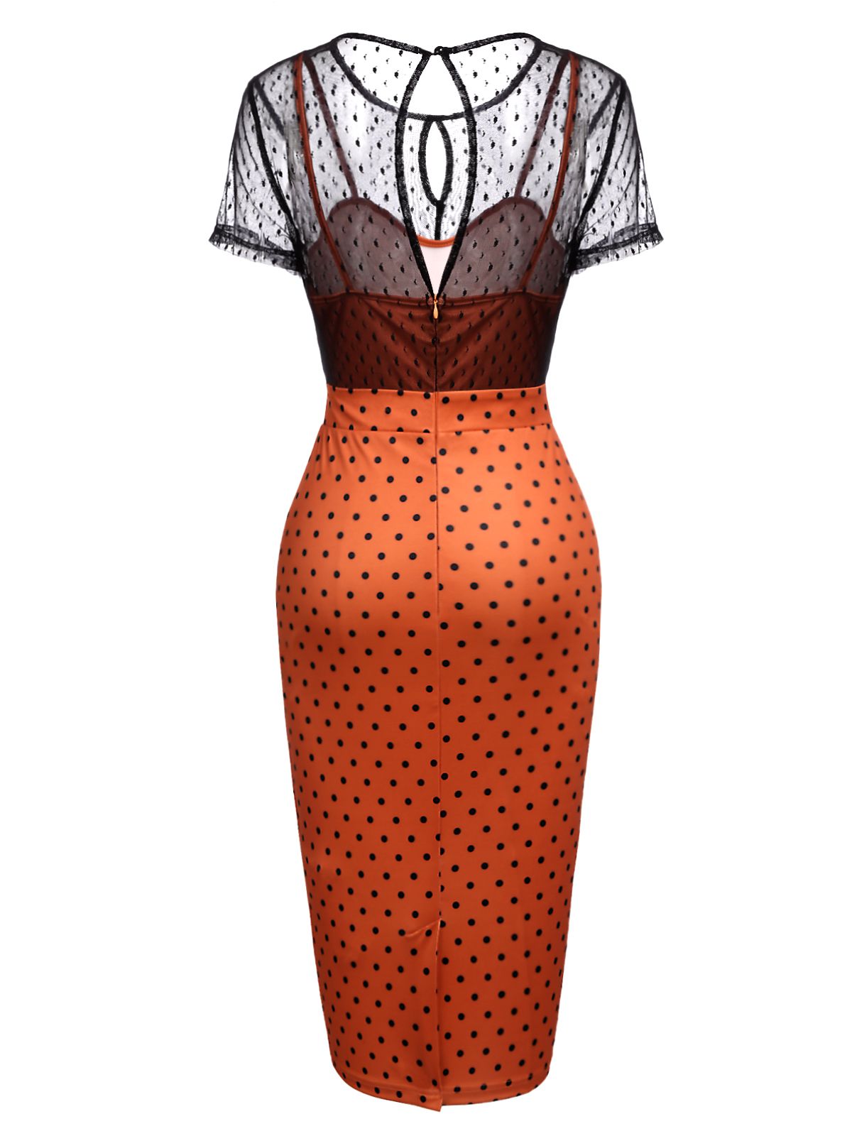 Orange  Illusion Bodycon Dress