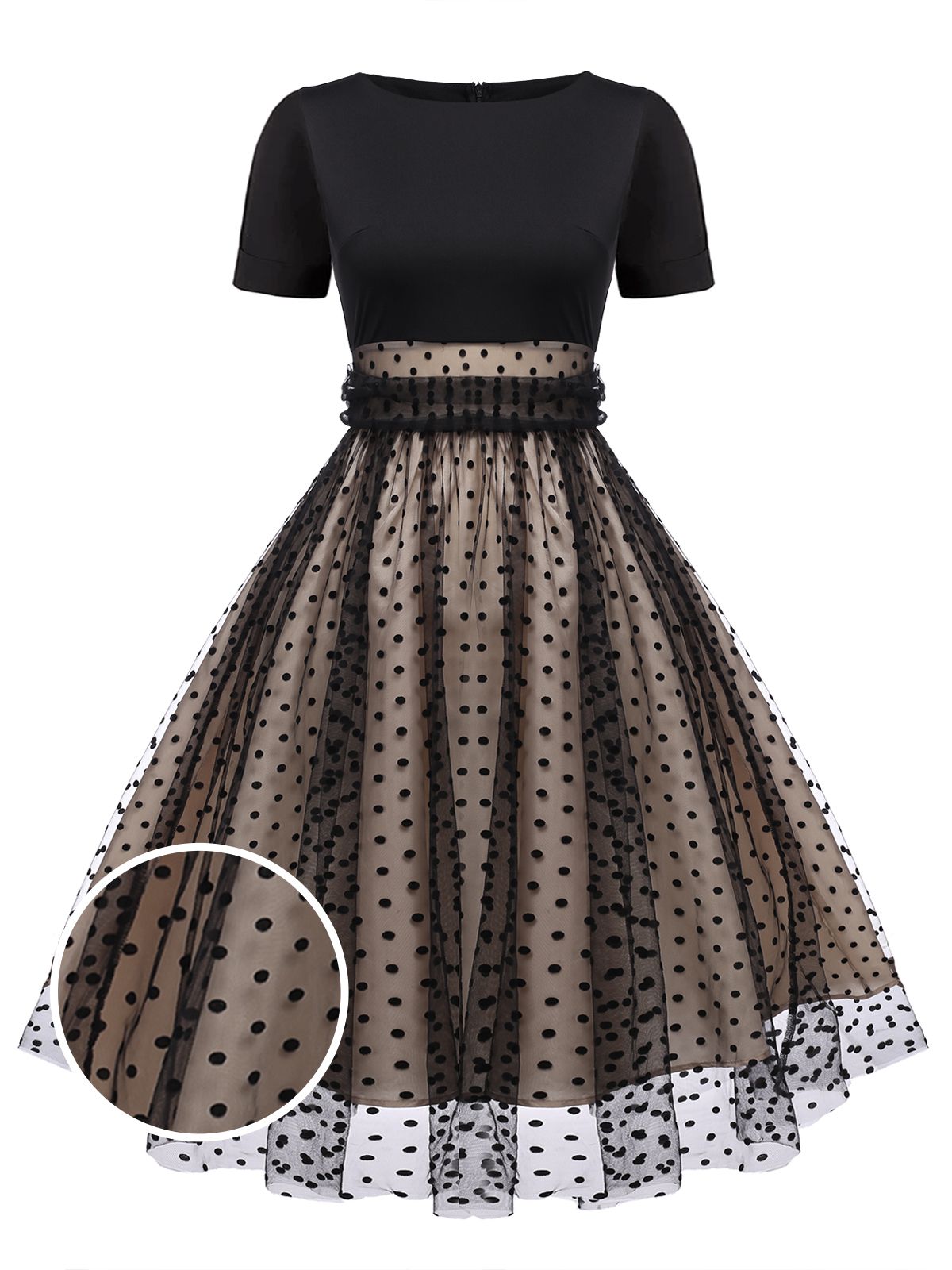 Black Polka Dot Swing Vintage Dress