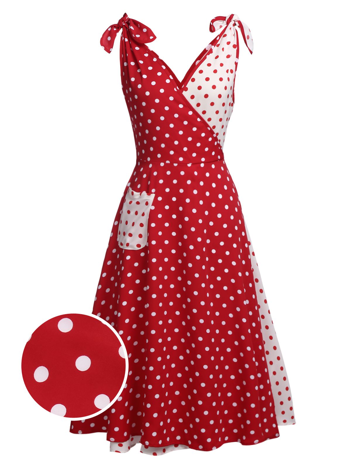 Red Polka Dot Pocket Swing Dress