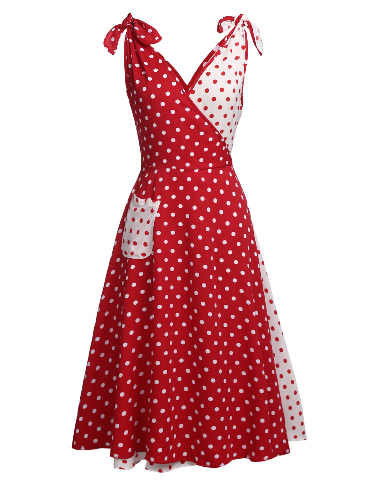 Red Polka Dot Pocket Swing Dress