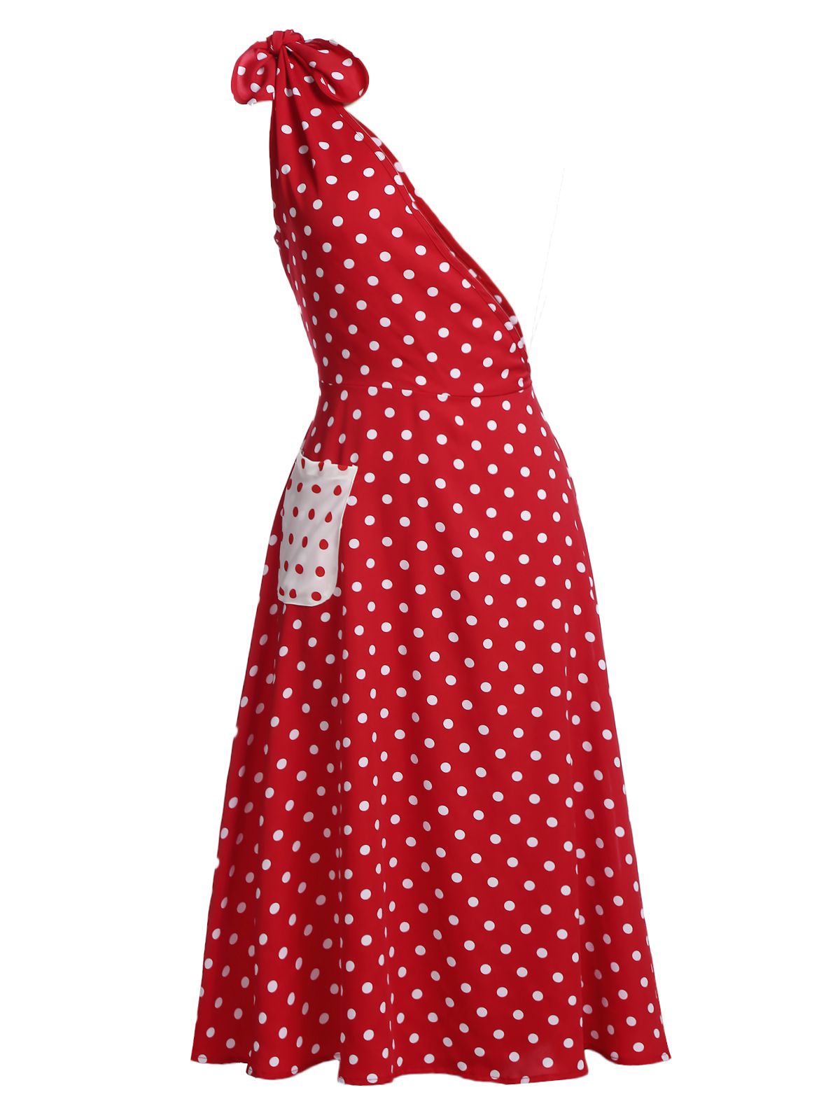 Red Polka Dot Pocket Swing Dress