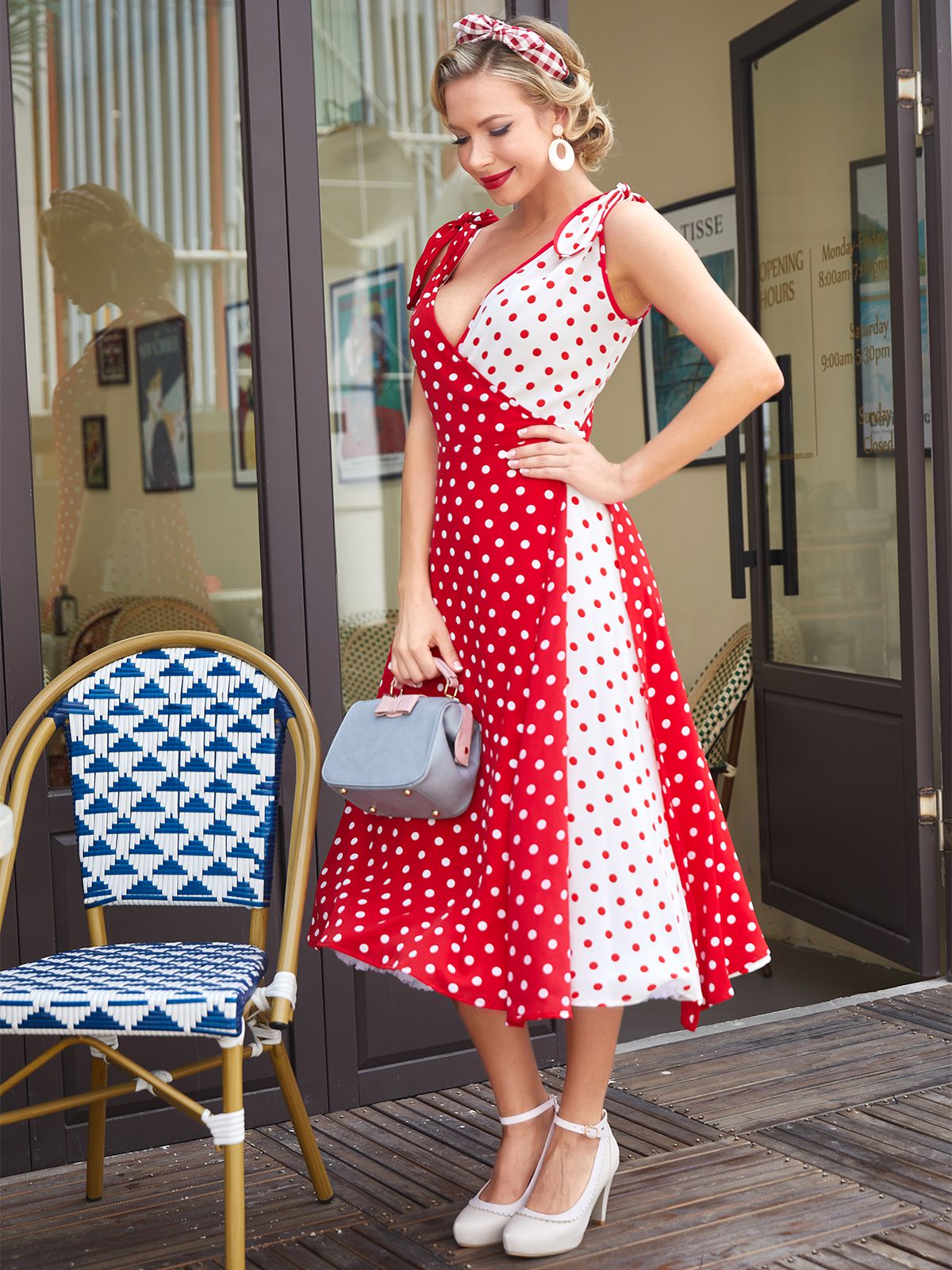 Red Polka Dot Pocket Swing Dress