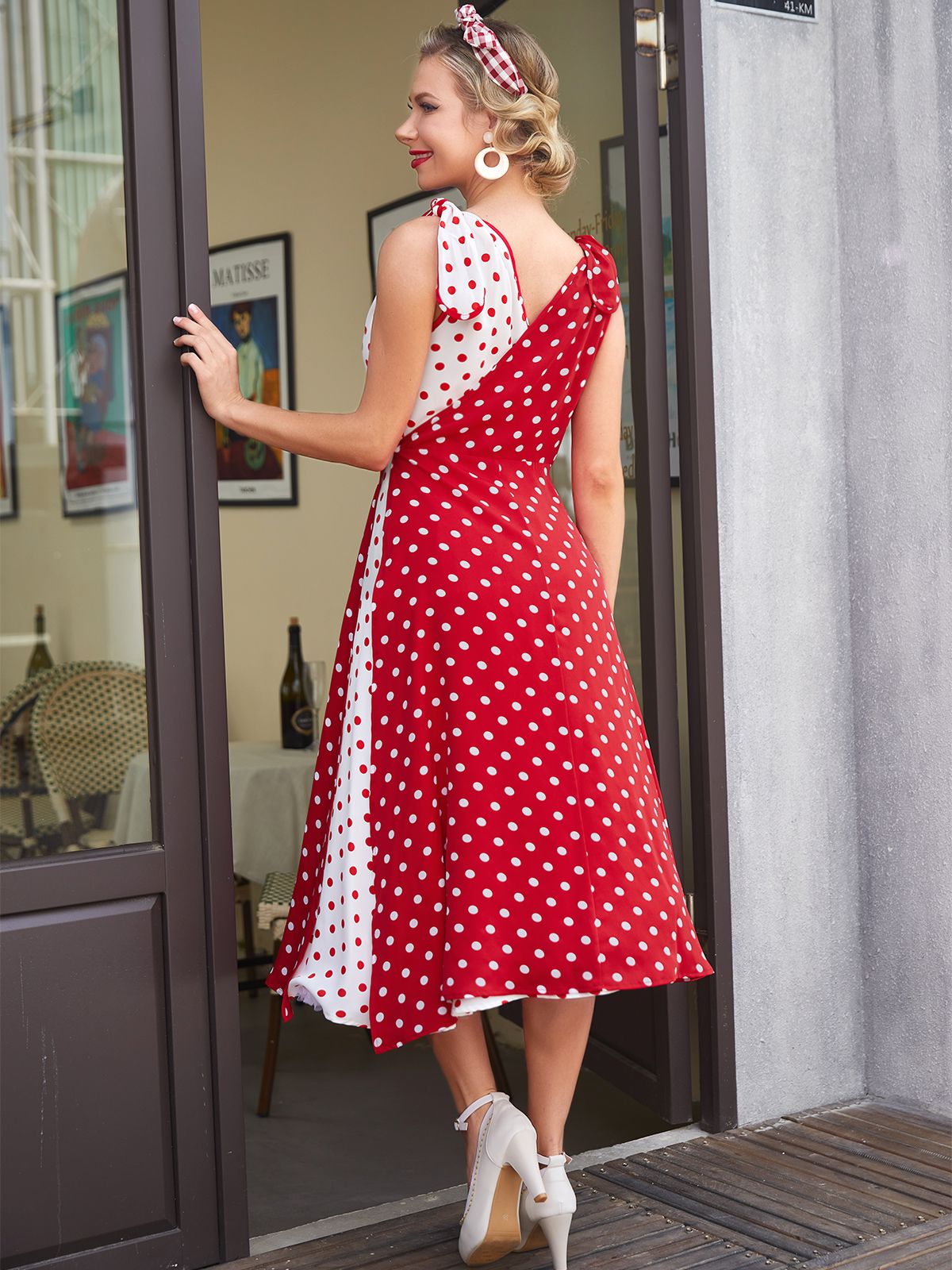 Red Polka Dot Pocket Swing Dress