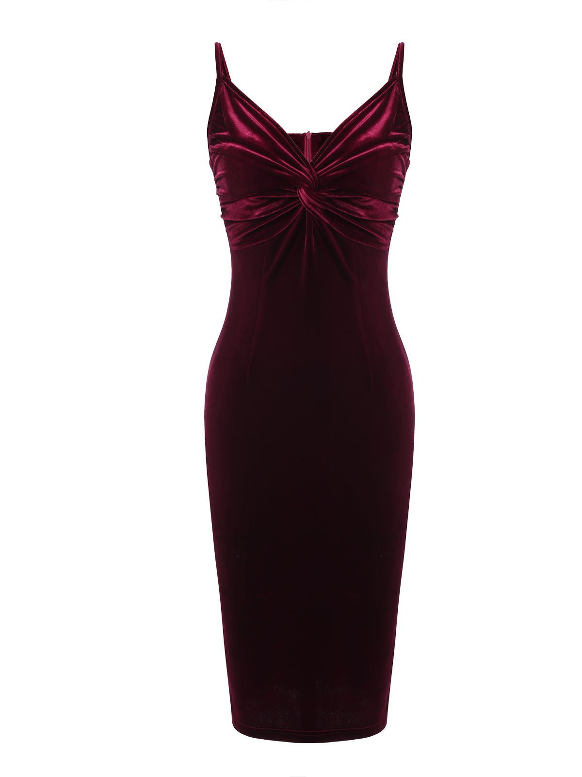 2PCS Wine Red  Velvet Bodycon Dress