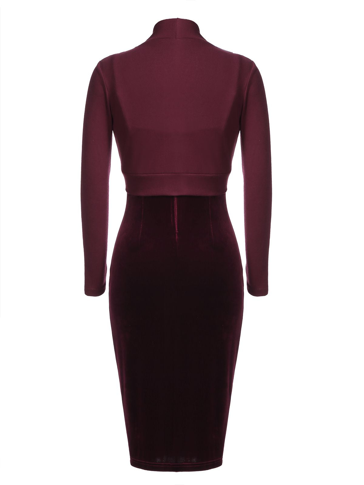 2PCS Wine Red  Velvet Bodycon Dress