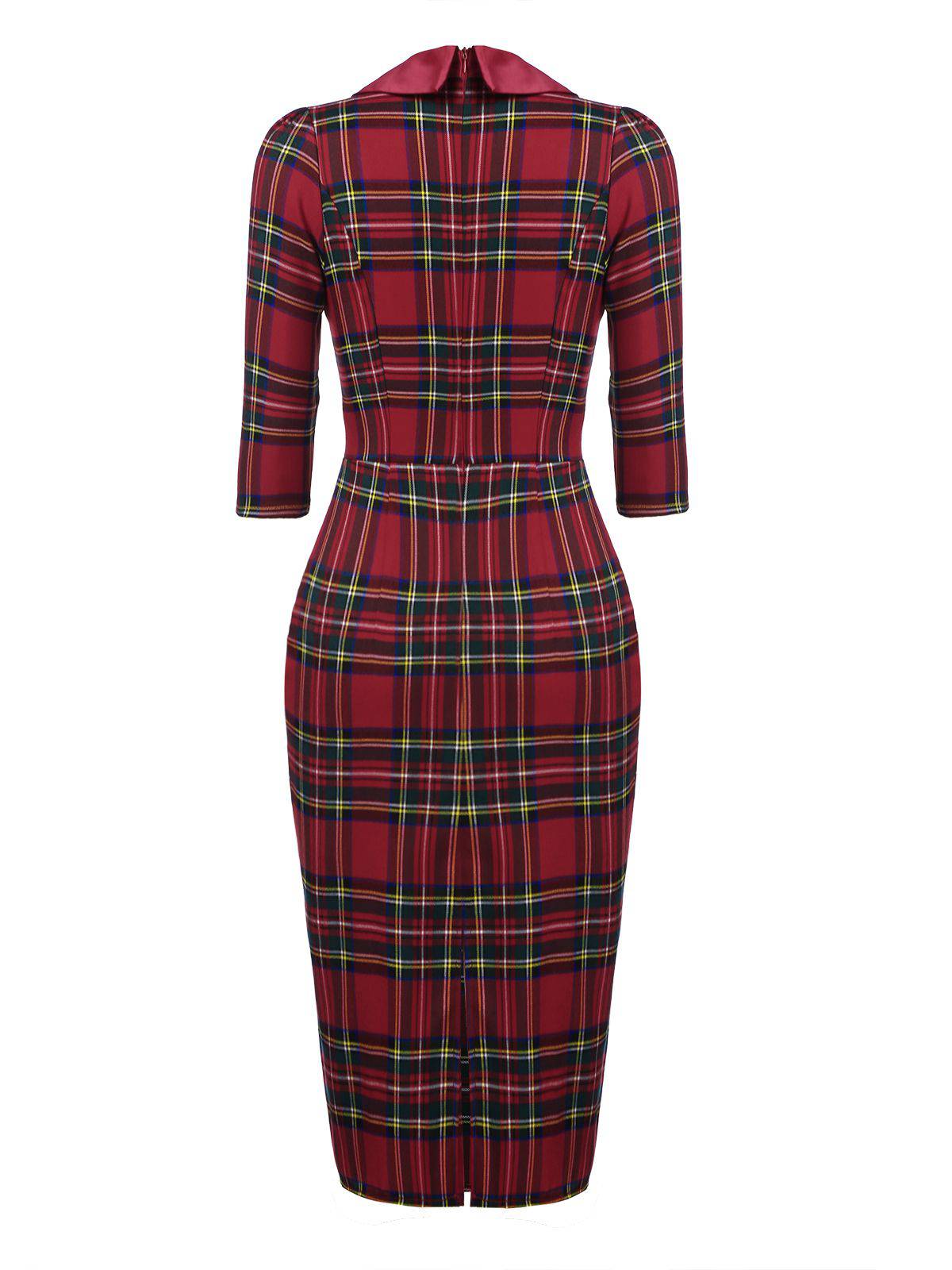 Red  Plaids Bodycon Dress