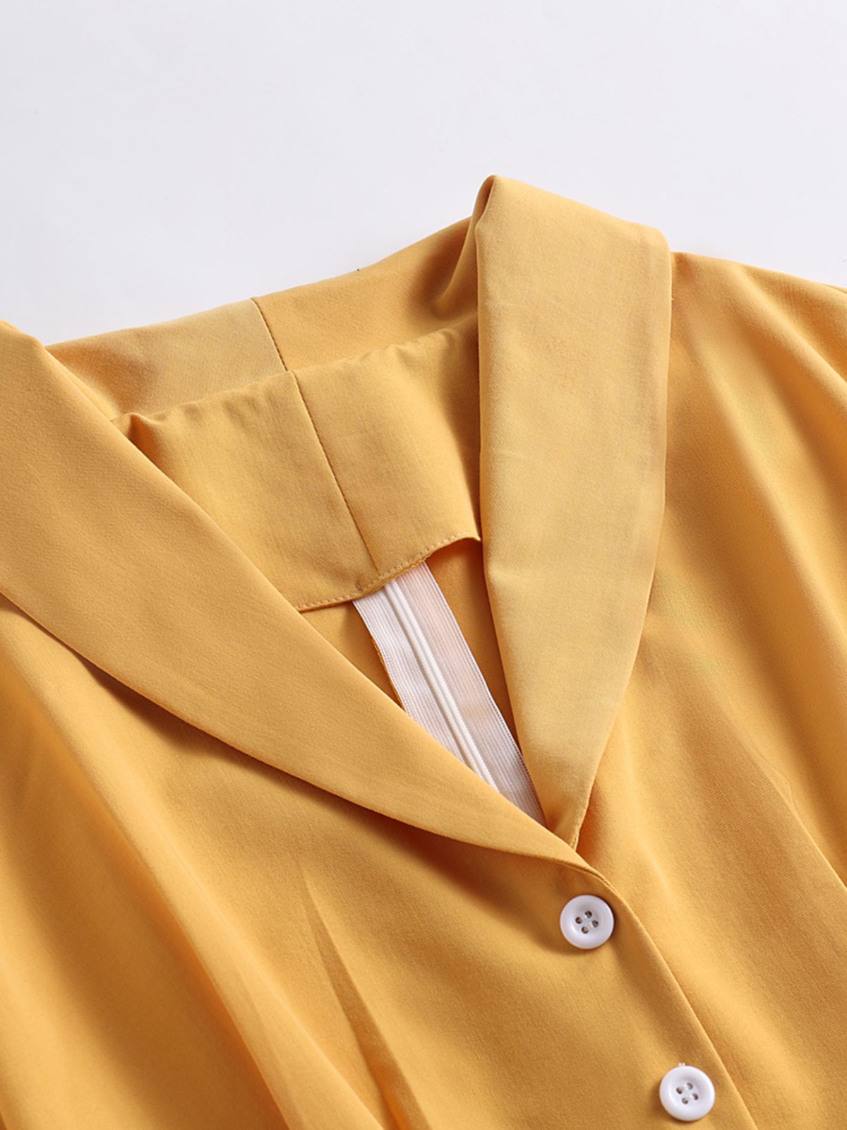 Yellow Solid Buttoned Swing Dress