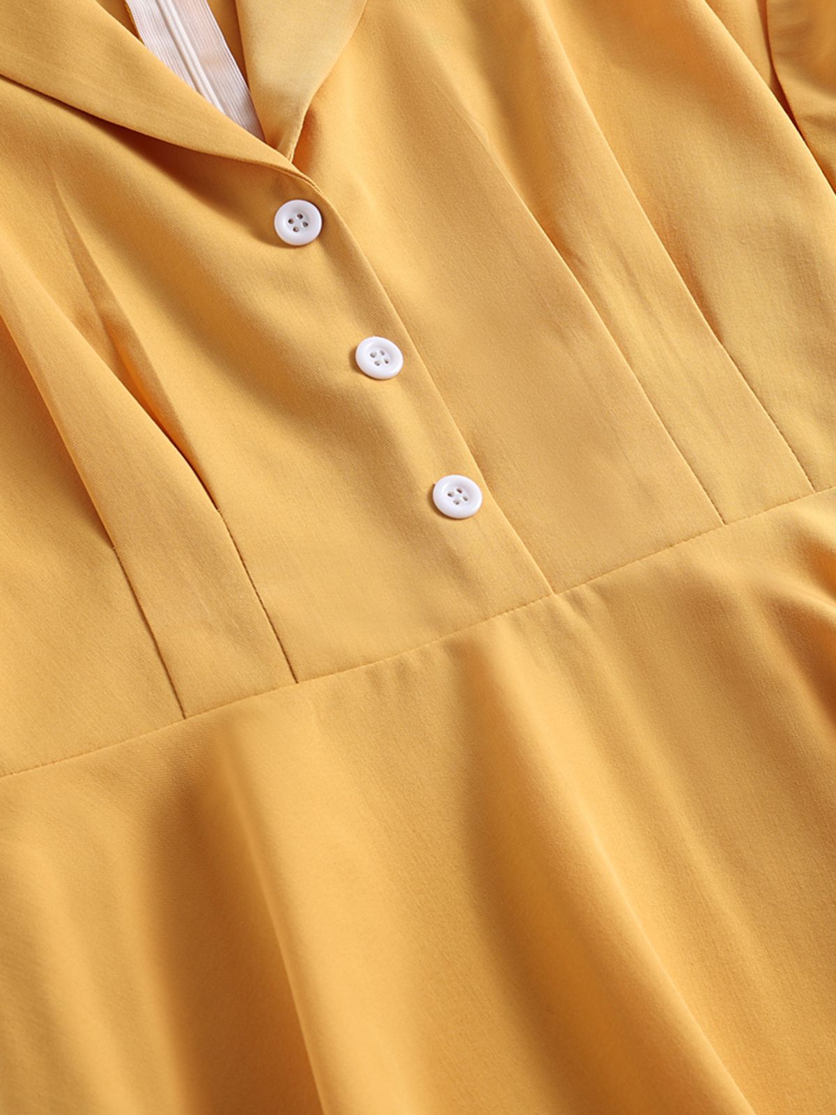 Yellow Solid Buttoned Swing Dress