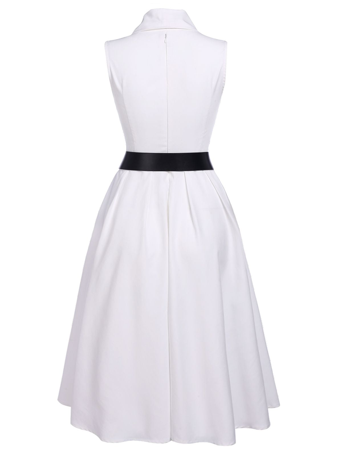 White Halter Belted Swing Dress