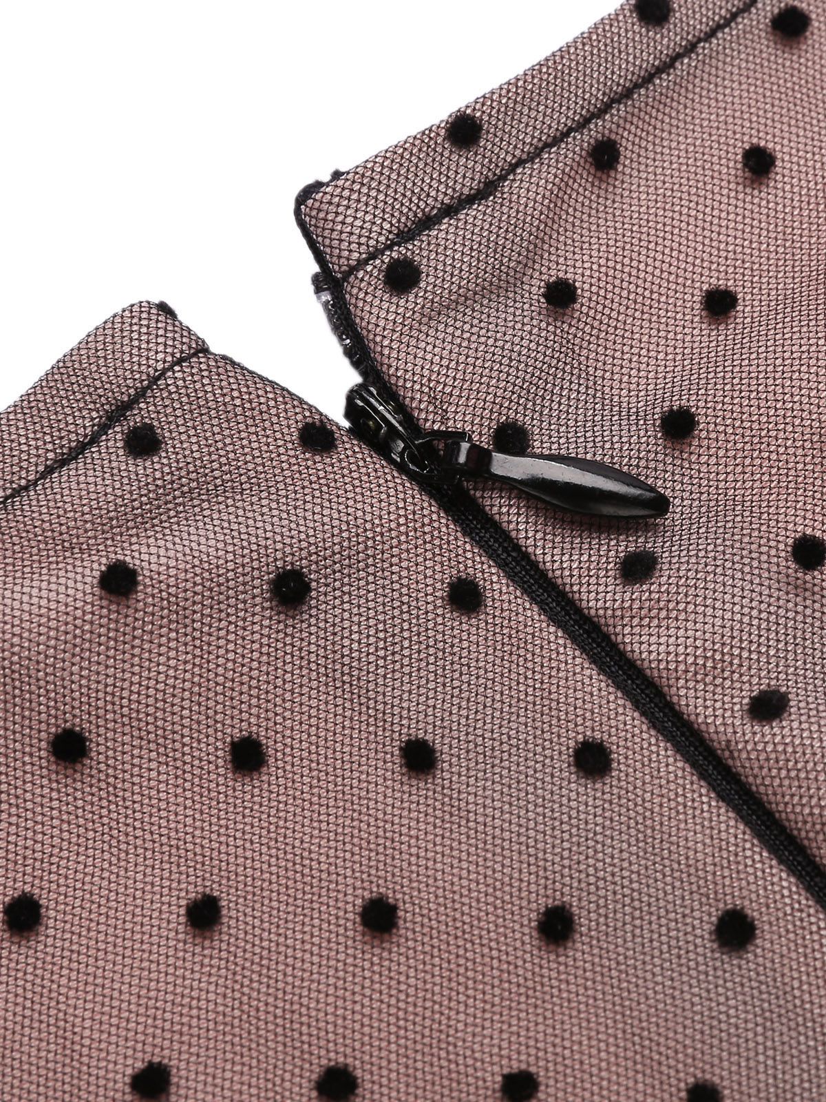 Pink  Polka Dot Mesh Pencil Dress