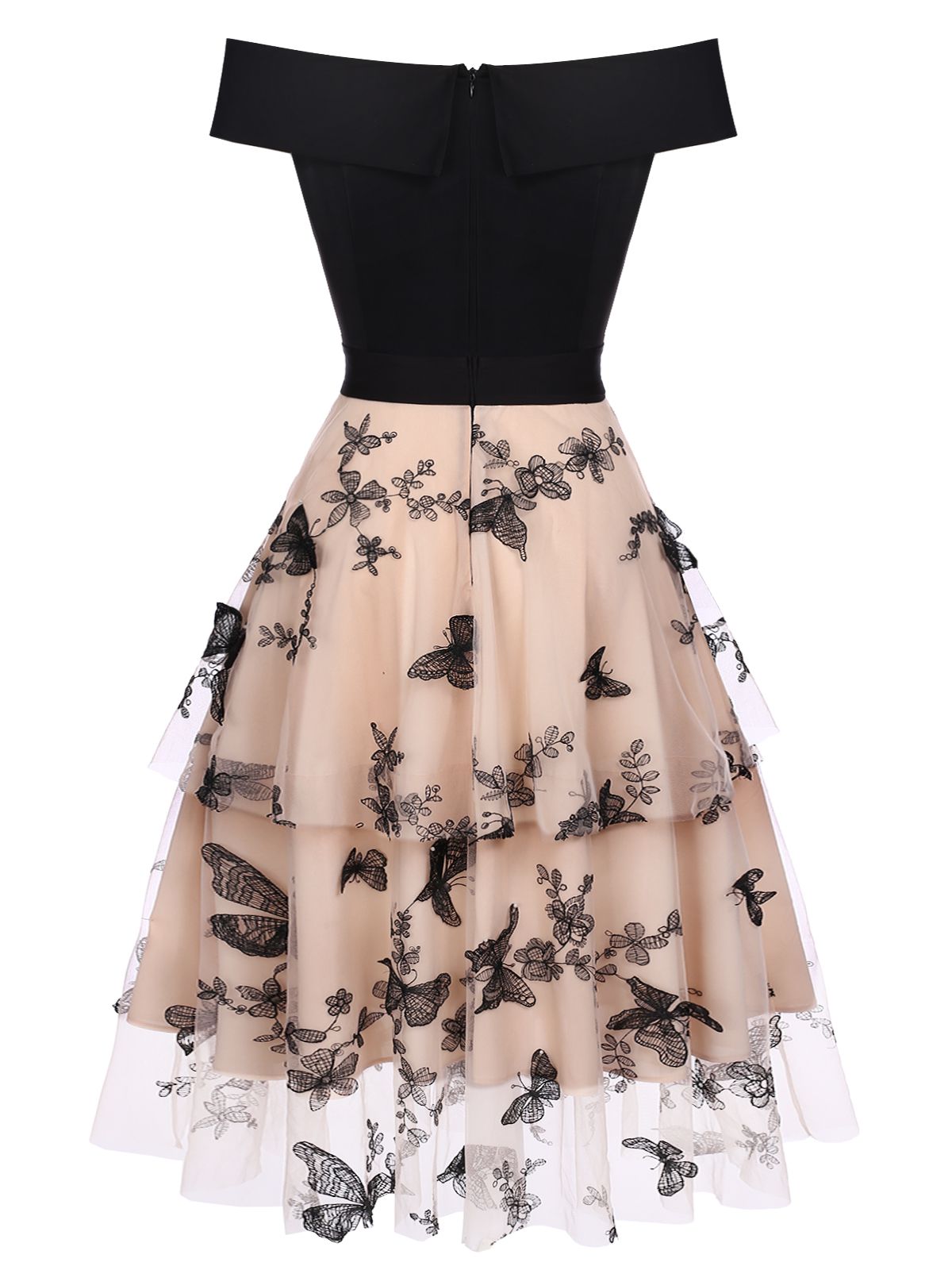 Off-shoulder Lace Butterfly Swing Dress