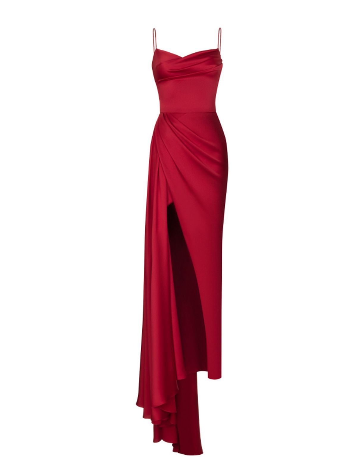 Spaghetti Strap Solid Long Slit Dress