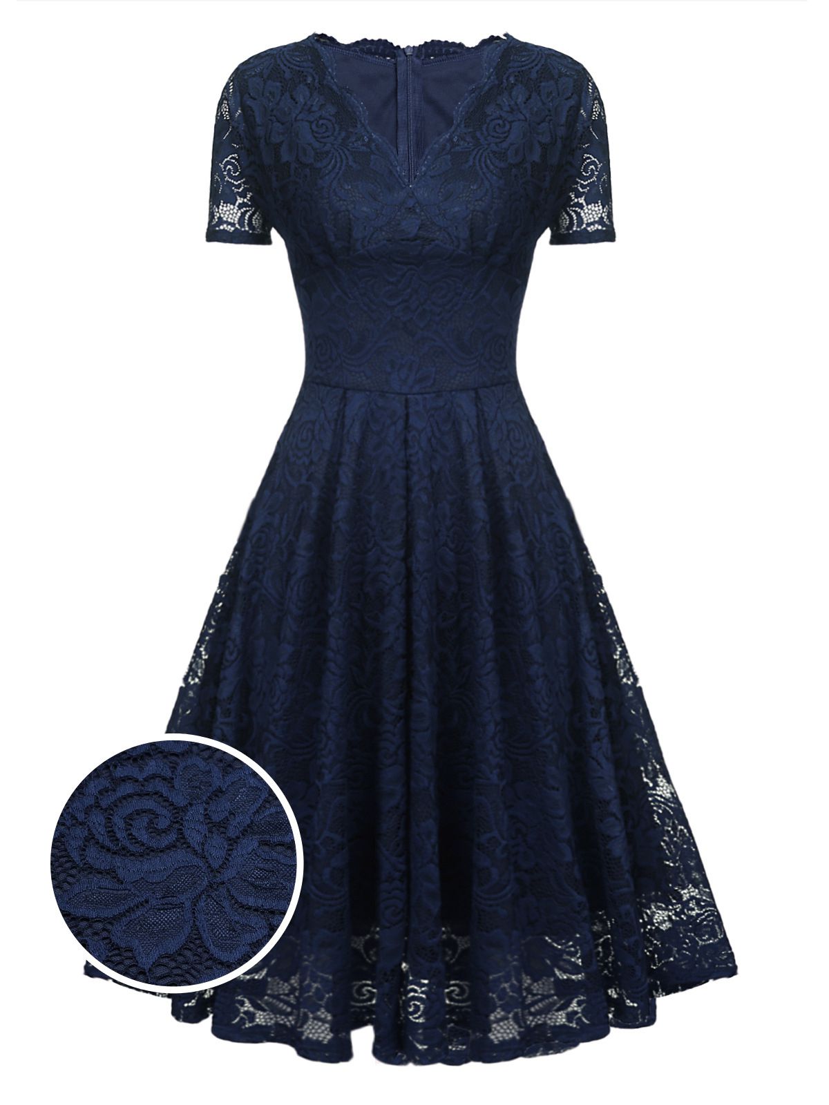 Floral Lace Solid Swing Dress