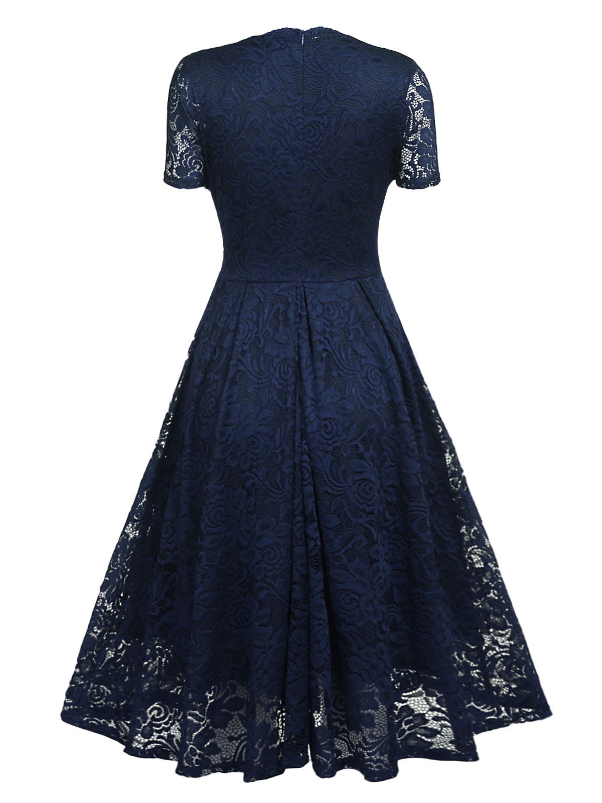 Floral Lace Solid Swing Dress