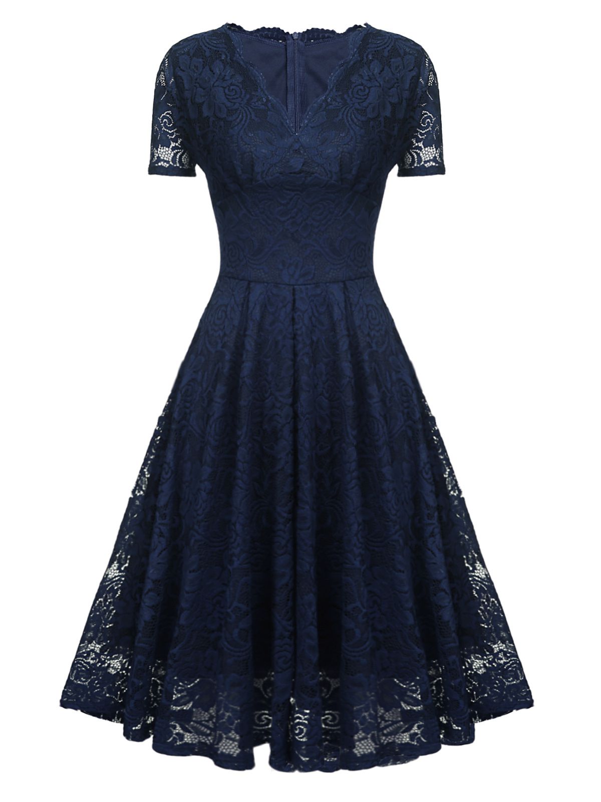 Floral Lace Solid Swing Dress