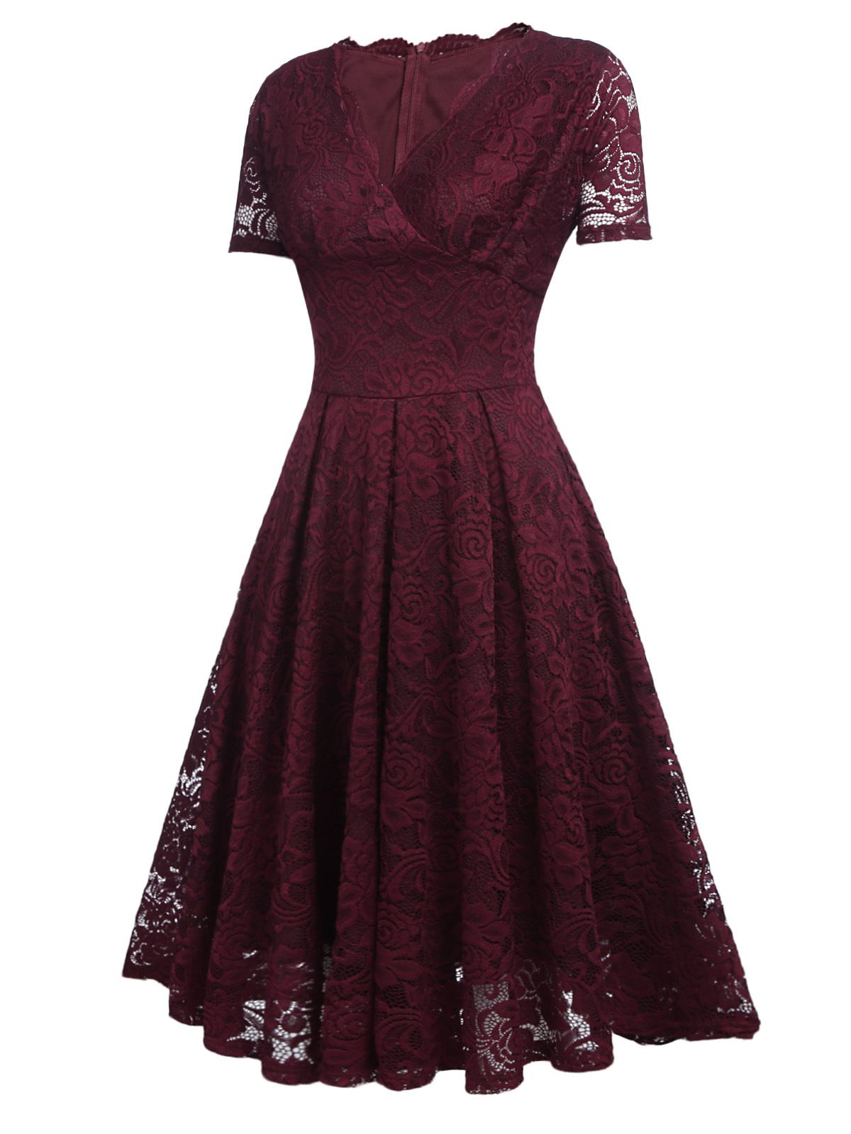 Floral Lace Solid Swing Dress