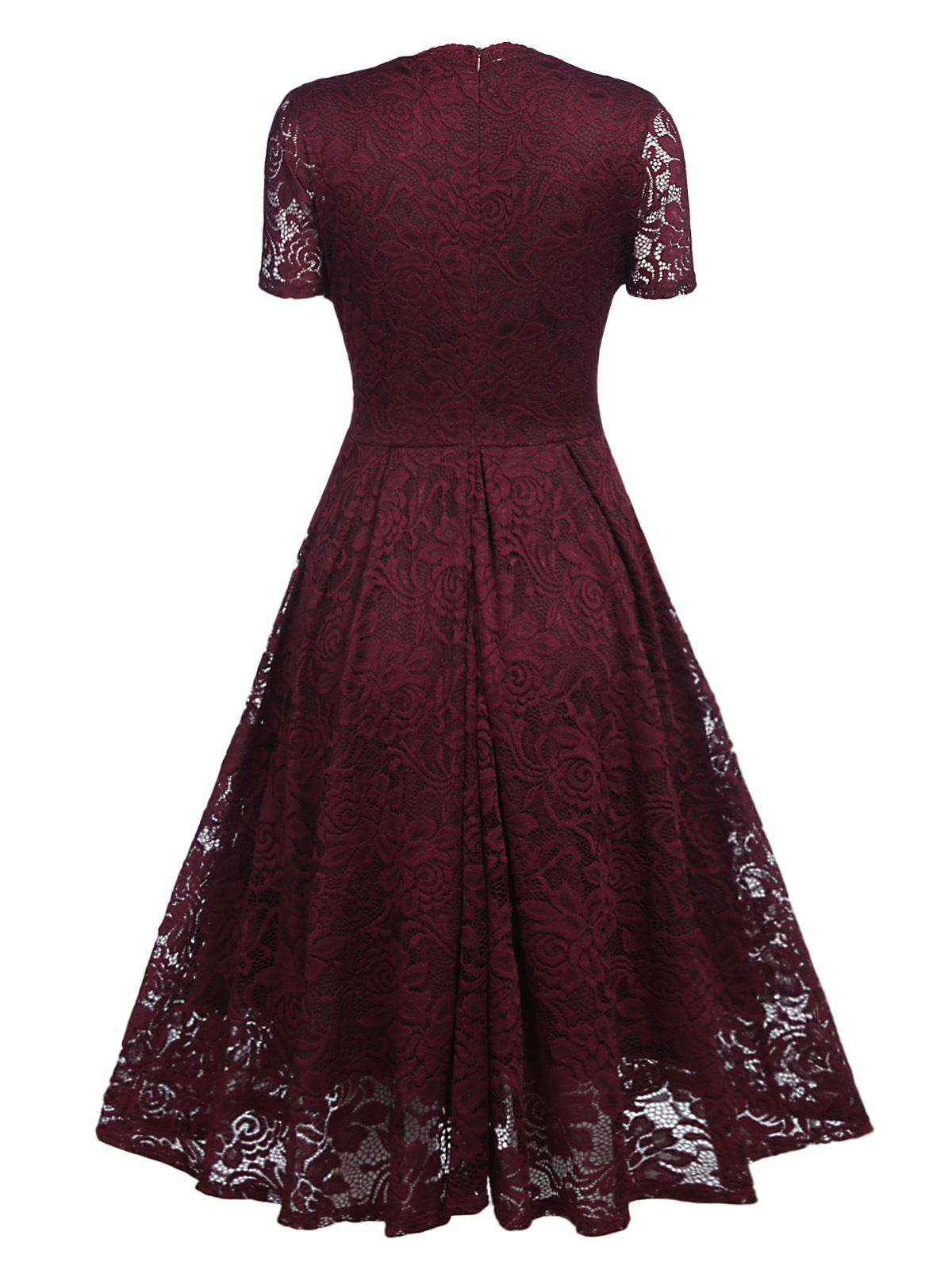 Floral Lace Solid Swing Dress